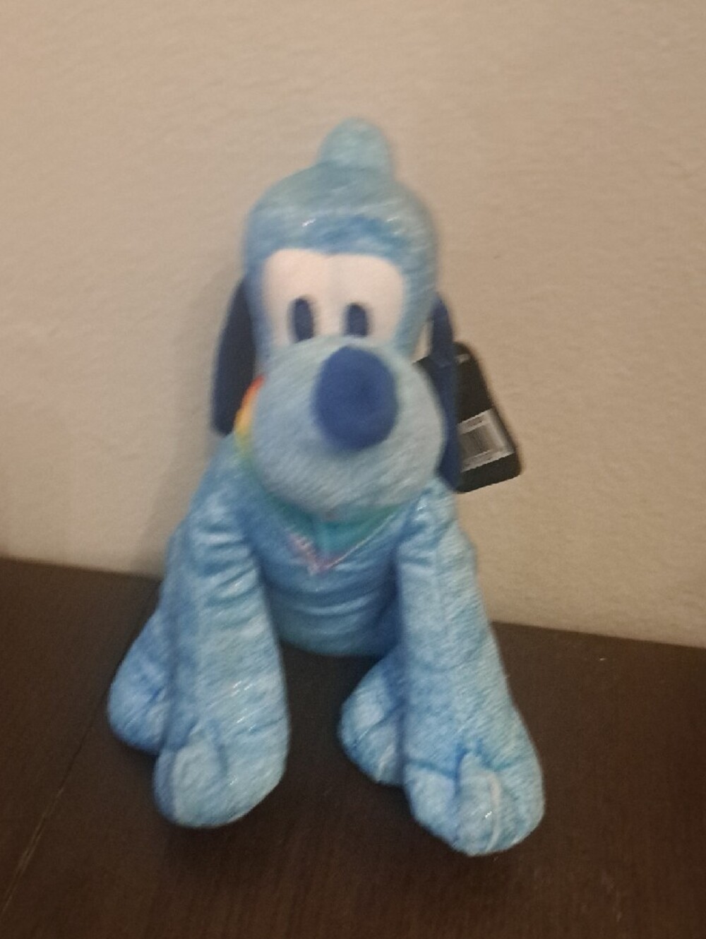 Disney Blue Pluto Plush with Rainbow Collar